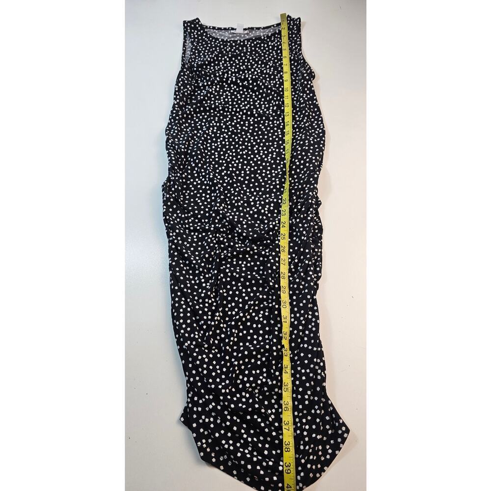 A pea in the pod maternity black white confetti sleevless summer ruched dress M - Picture 6 of 7